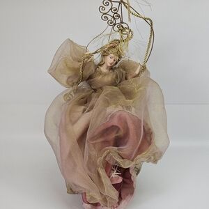 VINTAGE Angel on a Swing Large 11" Holiday Ornament or Decor